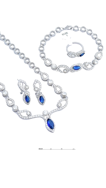 Picture of Popular Design Zine-Alloy Sea Blue 4 Pieces Jewelry Sets