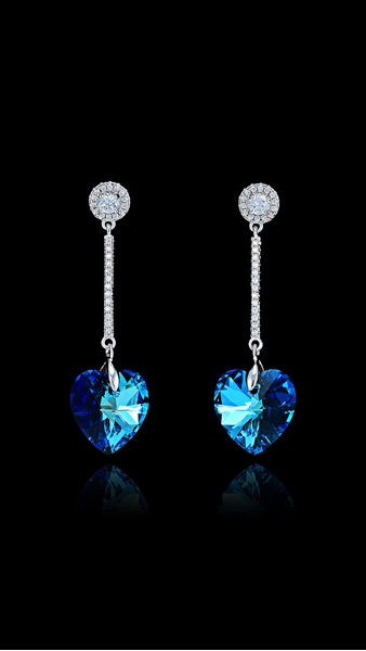 Picture of Modern Design Colourful Platinum Plated Drop & Dangle