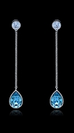 Picture of The Biggest Stock For  Sea Blue Platinum Plated Drop & Dangle