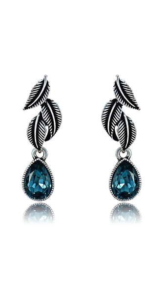 Picture of Being Confident In  Dark Blue Crystal Drop & Dangle