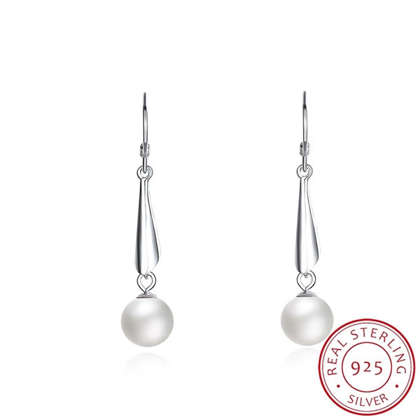 Picture of Noble Designed Platinum Plated Venetian Pearl Drop & Dangle