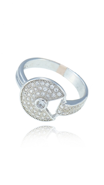 Picture of Noble Designed Cubic Zirconia Platinum Plated Fashion Rings