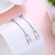 Picture of Designer Platinum Plated White Dangle Earrings with No-Risk Return