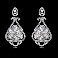 Picture of Hypoallergenic Platinum Plated Cubic Zirconia Dangle Earrings with Easy Return