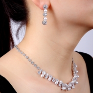 Picture of Shop Platinum Plated Luxury Necklace and Earring Set with Wow Elements