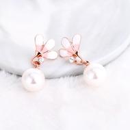 Picture of Stylish Flower Artificial Pearl Dangle Earrings