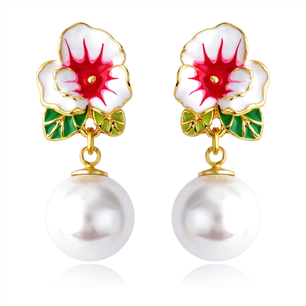 Picture of Best Artificial Pearl Pink Dangle Earrings