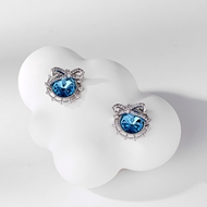 Picture of Attractive Blue Platinum Plated Stud Earrings For Your Occasions