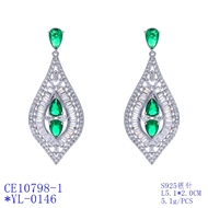 Picture of Good Quality Cubic Zirconia Platinum Plated Dangle Earrings