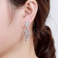 Picture of Low Cost Platinum Plated Cubic Zirconia Dangle Earrings with Low Cost