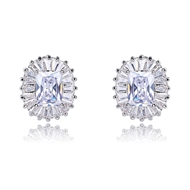 Picture of Trendy Platinum Plated White Stud Earrings with No-Risk Refund