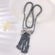 Picture of Irresistible White Platinum Plated Long Statement Necklace For Your Occasions