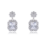 Picture of Great Value White Platinum Plated Dangle Earrings at Factory Price