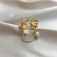 Picture of Sparkling Small Artificial Pearl Adjustable Ring