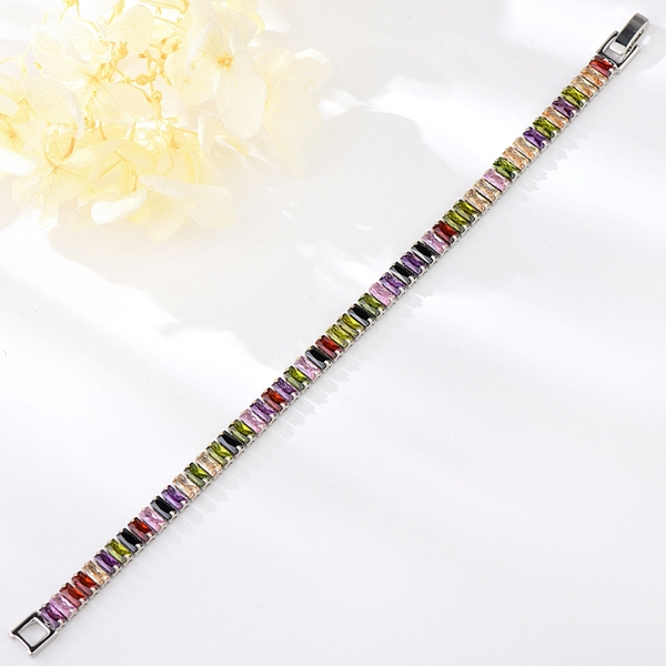 Picture of Nice Cubic Zirconia Platinum Plated Fashion Bracelet