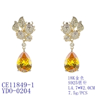 Picture of Fashion Cubic Zirconia Gold Plated Dangle Earrings