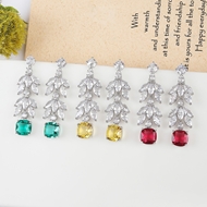 Picture of Recommended Green Platinum Plated Dangle Earrings in Bulk