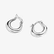 Picture of Great Value Platinum Plated 999 Sterling Silver Huggie Earrings in Exclusive Design