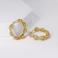 Picture of Sparkling Medium Gold Plated Huggie Earrings