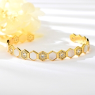 Picture of Low Cost Gold Plated Cubic Zirconia Cuff Bangle with Low Cost