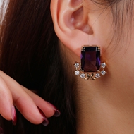 Picture of Eye-Catching Purple Delicate Big Stud Earrings with Member Discount