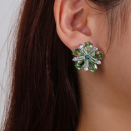 Picture of Attractive Green Cubic Zirconia Big Stud Earrings For Your Occasions