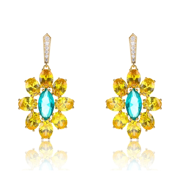 Picture of Distinctive Yellow Cubic Zirconia Dangle Earrings with Low MOQ