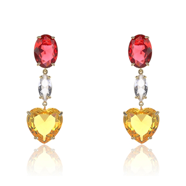 Picture of Love & Heart Platinum Plated Dangle Earrings with Beautiful Craftmanship