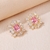 Picture of Fashion Cubic Zirconia Flower Big Stud Earrings