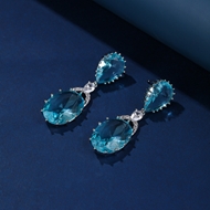 Picture of Featured Blue Cubic Zirconia Dangle Earrings with Full Guarantee