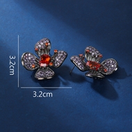 Picture of Charming Platinum Plated Cubic Zirconia Big Stud Earrings As a Gift