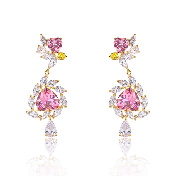 Picture of Reasonably Priced Gold Plated Cubic Zirconia Dangle Earrings with Low Cost