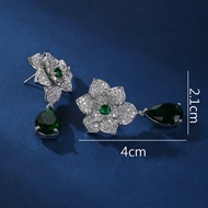 Picture of Nickel Free Platinum Plated Green Dangle Earrings with Easy Return