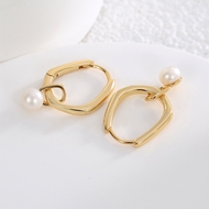 Picture of New Artificial Pearl White Huggie Earrings