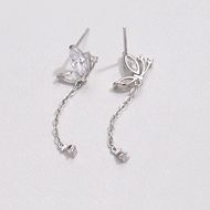 Picture of New Season White 925 Sterling Silver Dangle Earrings for Female