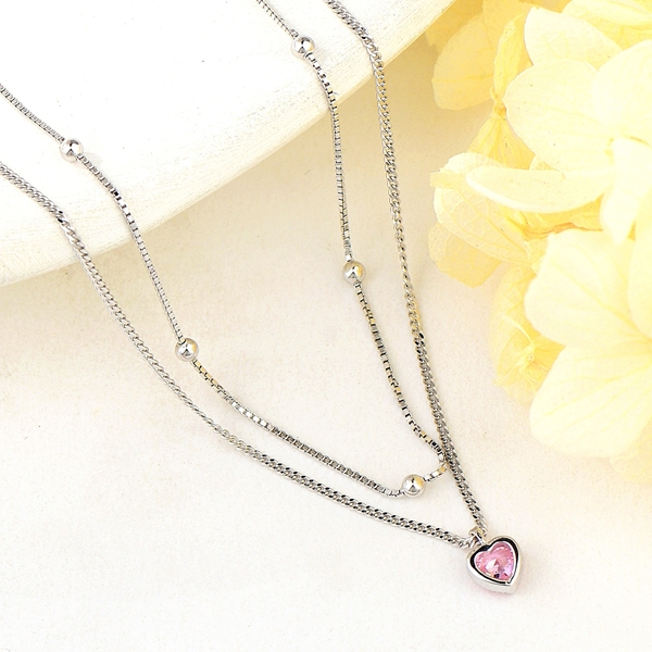 Picture of Famous Love & Heart Pink Pendant Necklace