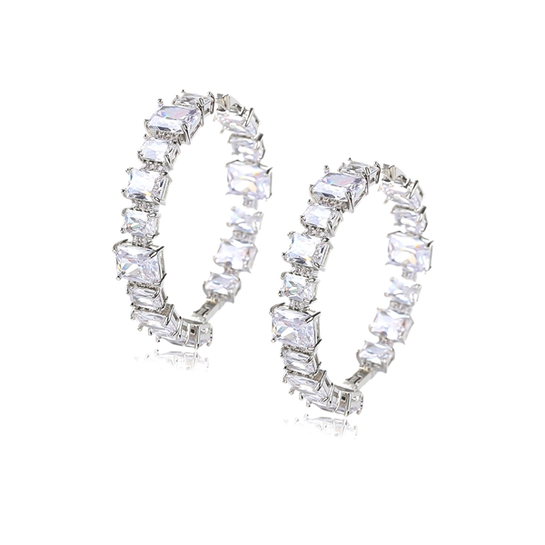 Picture of Luxury Cubic Zirconia Huggie Earrings with Full Guarantee