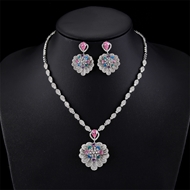 Picture of Beautiful Cubic Zirconia Pink 2 Piece Jewelry Set